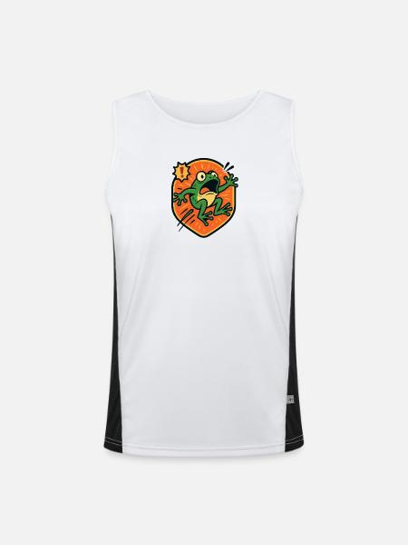 Panic Frog badge - Men's Functional Contrast Tank Top - white/black