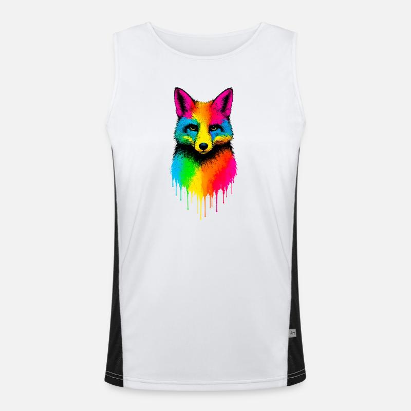Rainbow Fox Art Motif Men's Functional Contrast Tank Top 