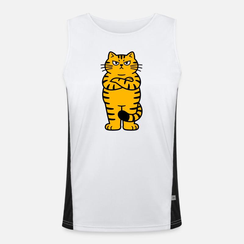 chagrijnige kat comic - Men's Functional Contrast Tank Top  - white/black