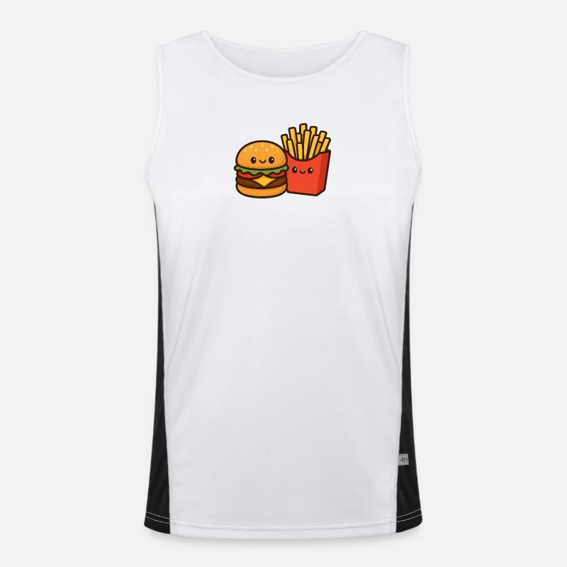 Kawaii Burger & Pommes Duo Funktionelles Kontrast-Tank Top für Männer 