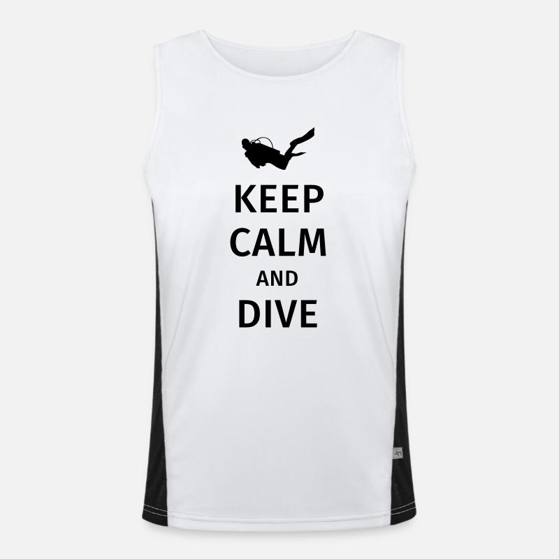 keep calm and dive - Men's Functional Contrast Tank Top  - white/black