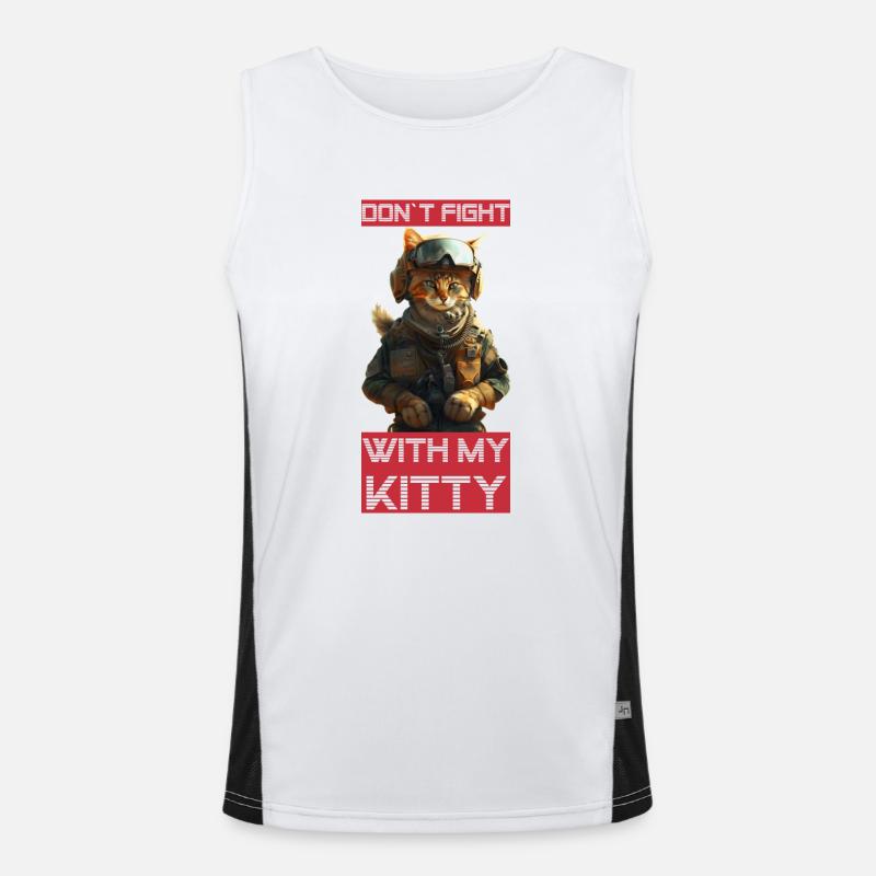 Fighter Cat, don't mess with Kitty Men's Functional Contrast Tank Top 