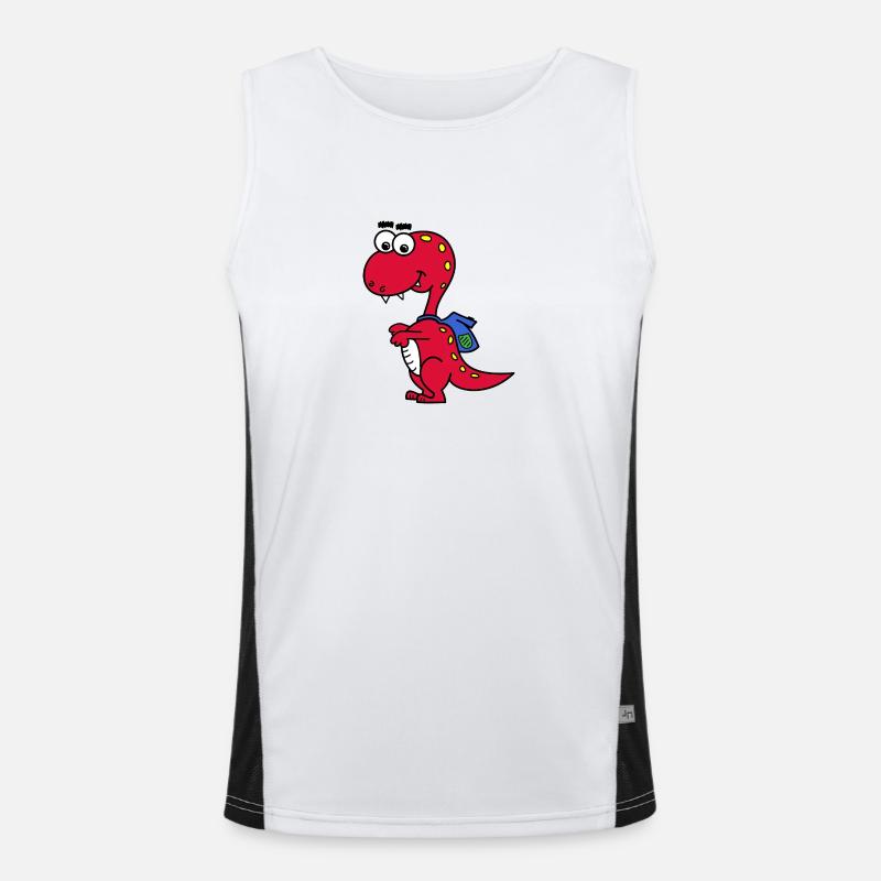 T-Rex with backpack - Men's Functional Contrast Tank Top  - white/black