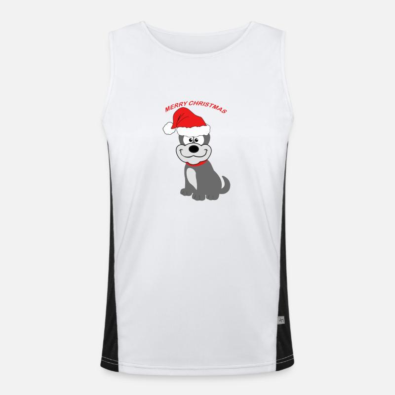 Chien mignon avec chapeau de Noël Débardeur respirant contrasté Homme 