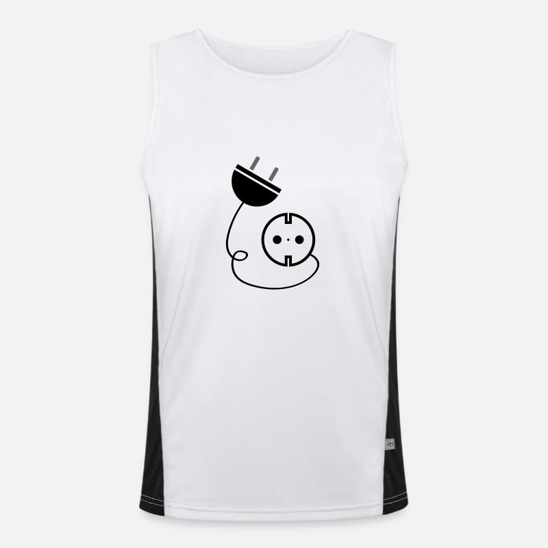 Steckdose Strom Icon Elektriker Funktionelles Kontrast-Tank Top für Männer 