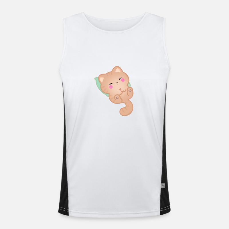 Mignon Sleeping Cat Gift Idea Kitten Débardeur respirant contrasté Homme 