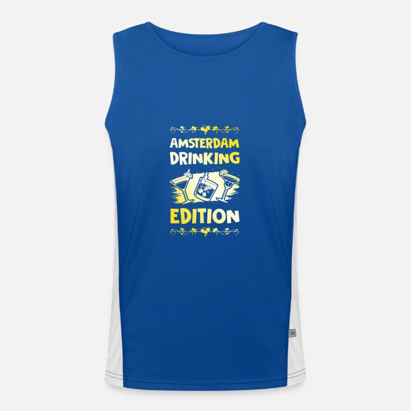 Amsterdam Drinking Spruch Funktionelles Kontrast-Tank Top für Männer 