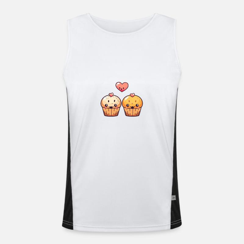 Cupcake Paar Liebe Herz Comic Funktionelles Kontrast-Tank Top für Männer 