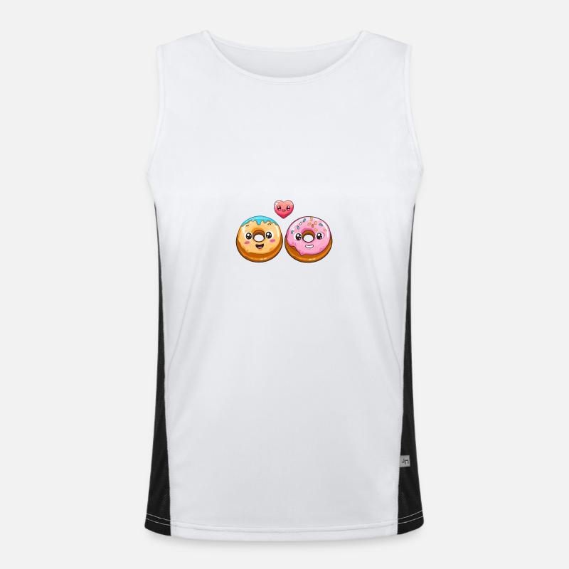 Donuts Paar Liebe Herz Comic Funktionelles Kontrast-Tank Top für Männer 