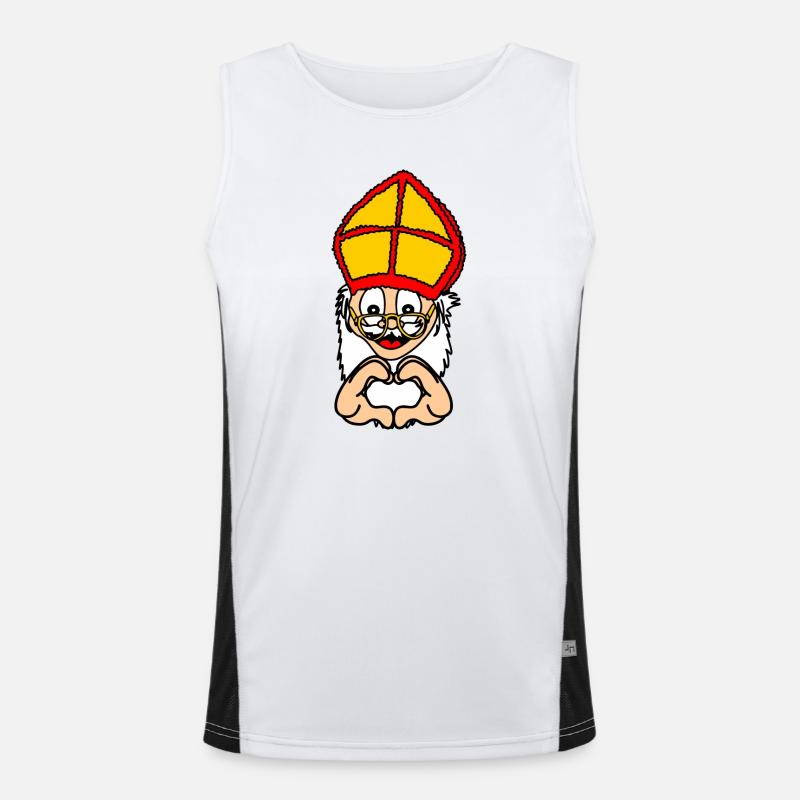 Sinterklaas with hand gesture heart Men's Functional Contrast Tank Top 