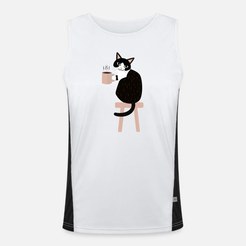 Kaffeepause Katze Funktionelles Kontrast-Tank Top für Männer 