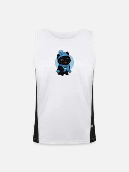 Cuddly Dog Winter Magic - Men's Functional Contrast Tank Top  - white/black - Front