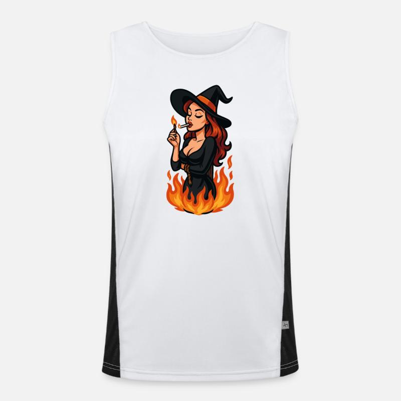 Witch in flames Men's Functional Contrast Tank Top 