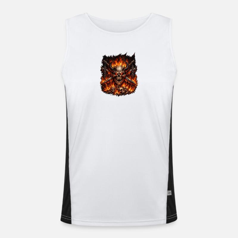 Hellfire Skull Crown - Men's Functional Contrast Tank Top  - white/black