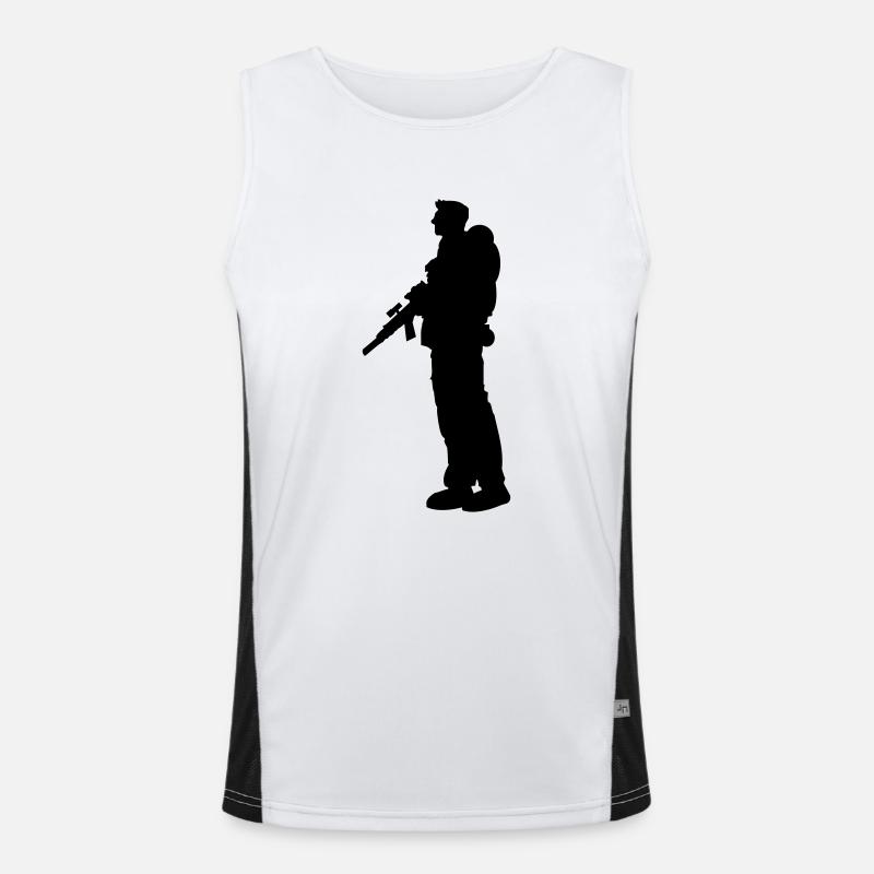 Soldier Silhouette War General Freedom Fighter Men's Functional Contrast Tank Top 