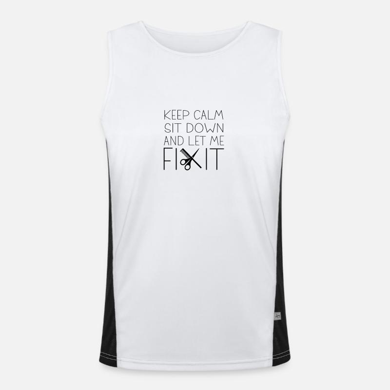 Keep calm sit down and let me fix it Men's Functional Contrast Tank Top 