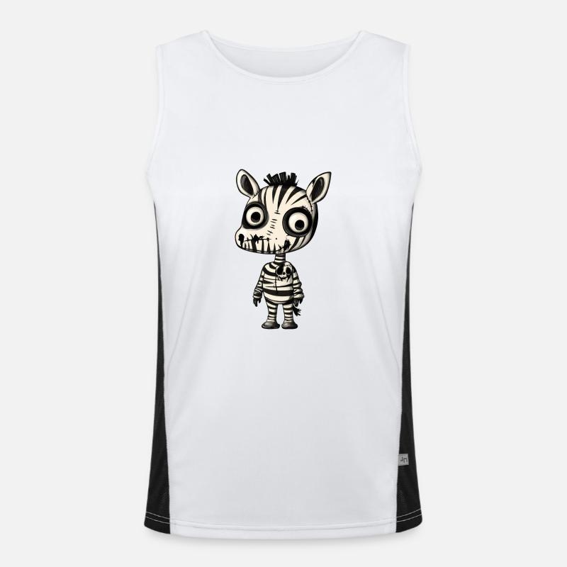 Zebra Halloween Comic Funny - Men's Functional Contrast Tank Top  - white/black