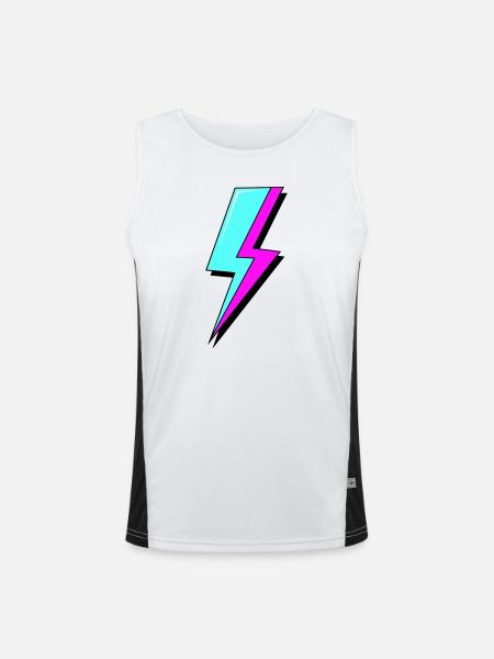 Psychedelic Neon Lightning - Men's Functional Contrast Tank Top - white/black