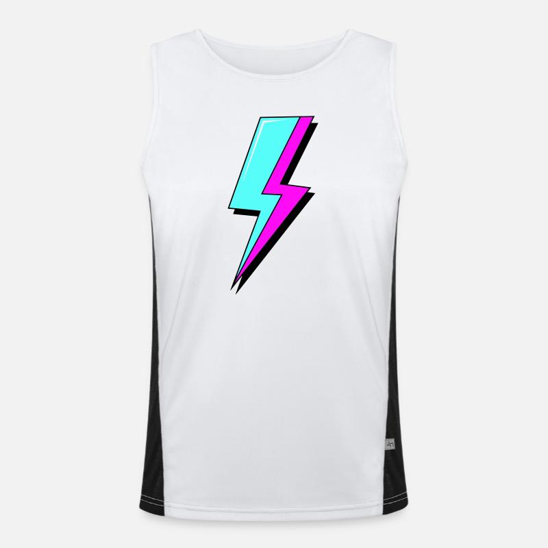 Psychedelic Neon Lightning - Men's Functional Contrast Tank Top  - white/black