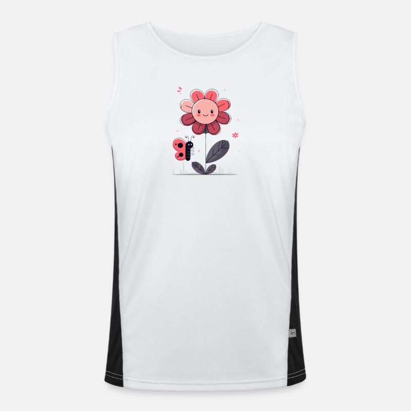 Blume mit Schmetterling Funktionelles Kontrast-Tank Top für Männer 