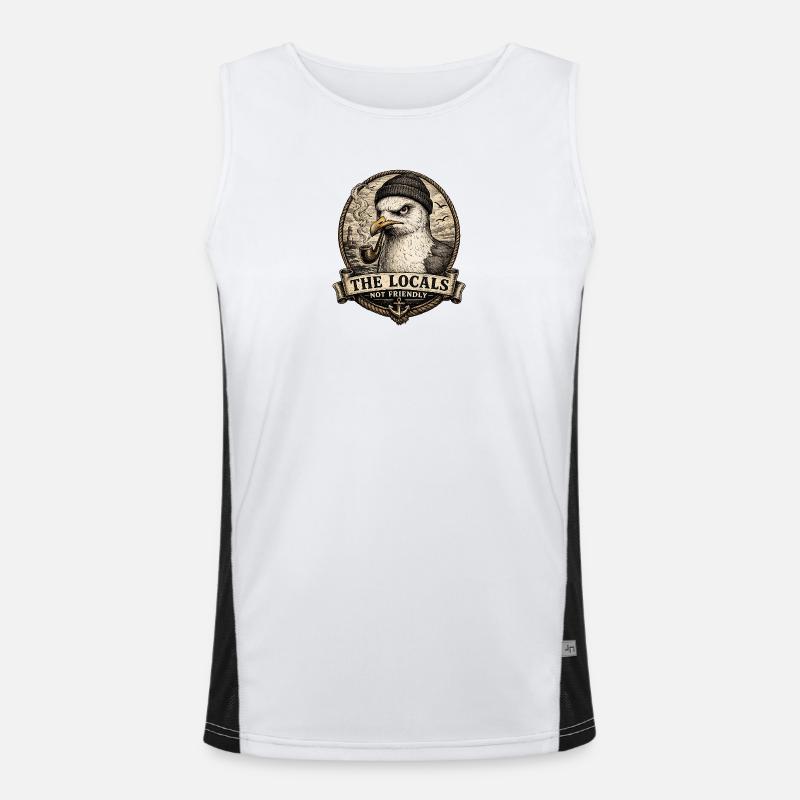 The Locals Nicht Freundlich Seemöwe Funktionelles Kontrast-Tank Top für Männer 