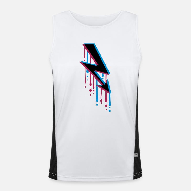 slipp graffiti 3d elektrisk lyn elektrisitet energi - Funksjonell kontrast-singlet for menn  - hvit/svart