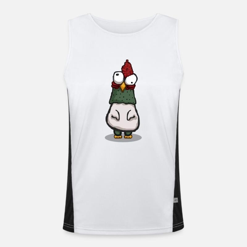 Crazy chicken with big eyes Men's Functional Contrast Tank Top 