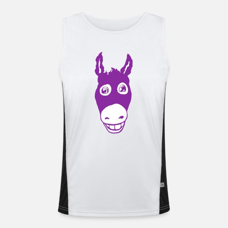Lächelnder Esel lila Funktionelles Kontrast-Tank Top für Männer 
