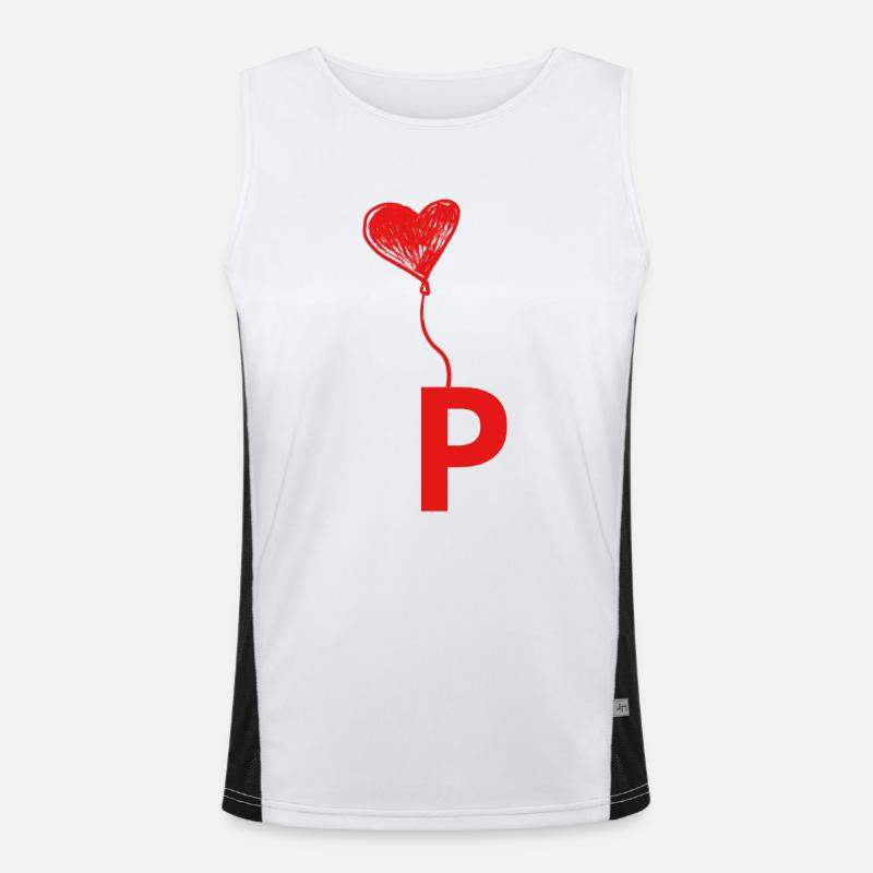Buchstabe p Herz Funktionelles Kontrast-Tank Top für Männer 