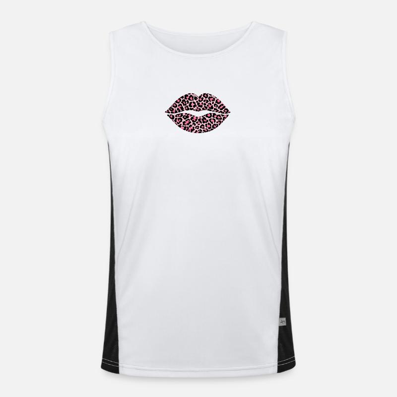 Leoprint Lips - Men's Functional Contrast Tank Top  - white/black