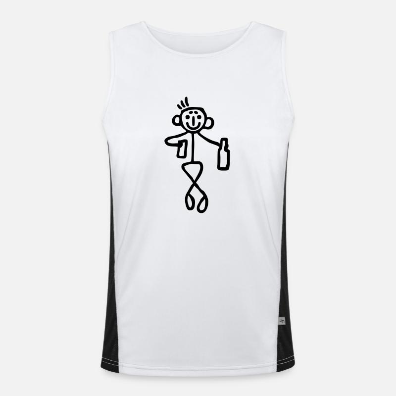 Strichmännchen mit Flasche Bier Funktionelles Kontrast-Tank Top für Männer 
