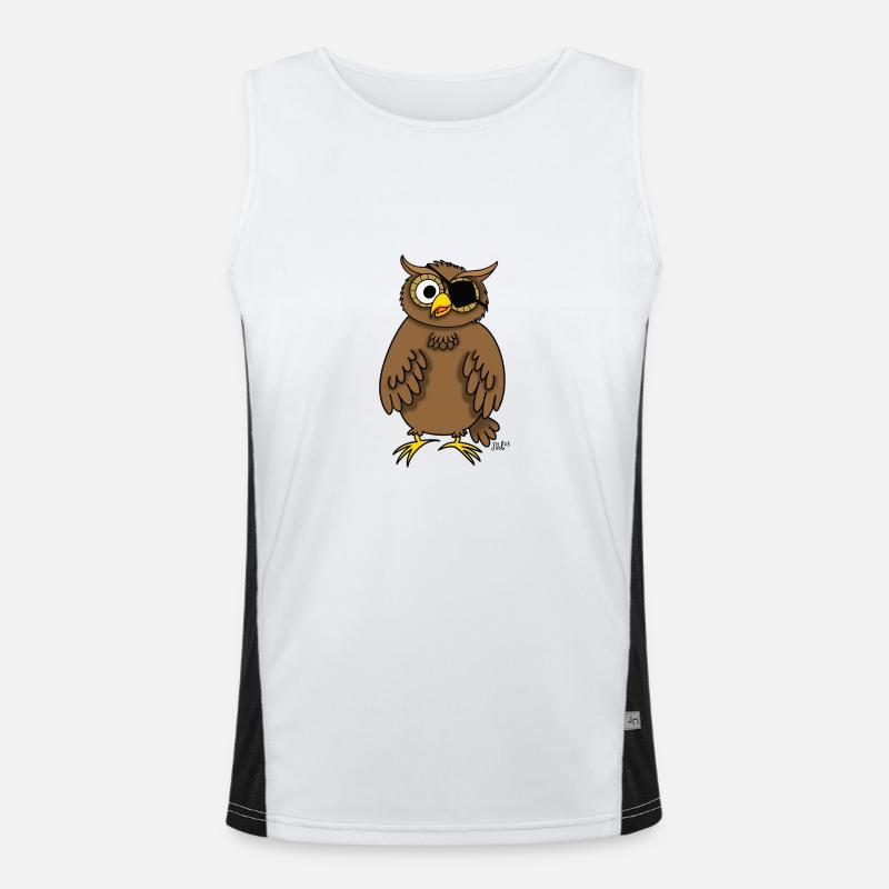 Pirate owl (owl with eye patch) Men's Functional Contrast Tank Top 