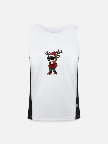 Deer Christmas X-Mas - Men's Functional Contrast Tank Top  - white/black