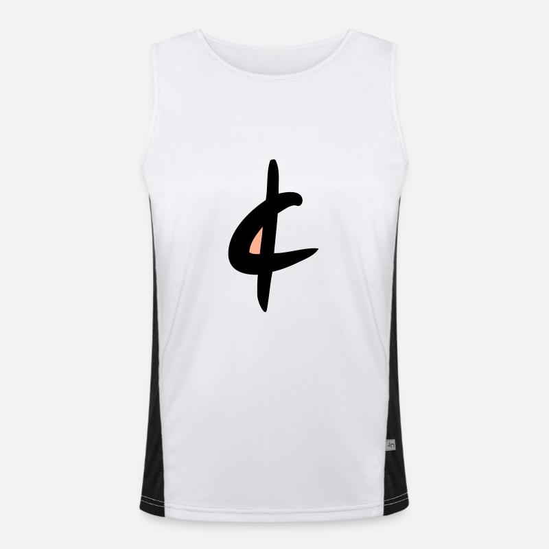 Cent symbol, euro cent drawing, colored. Men's Functional Contrast Tank Top 