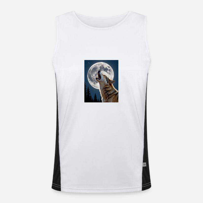 Howling Wolf Full Moon Moon Nature Epic Night Men's Functional Contrast Tank Top 