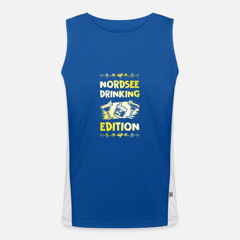 Nordsee Drinking Spruch Funktionelles Kontrast-Tank Top für Männer 