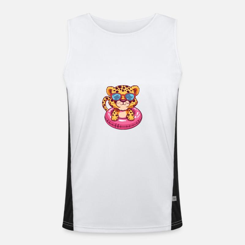 Leopard Comic Cool - Men's Functional Contrast Tank Top  - white/black