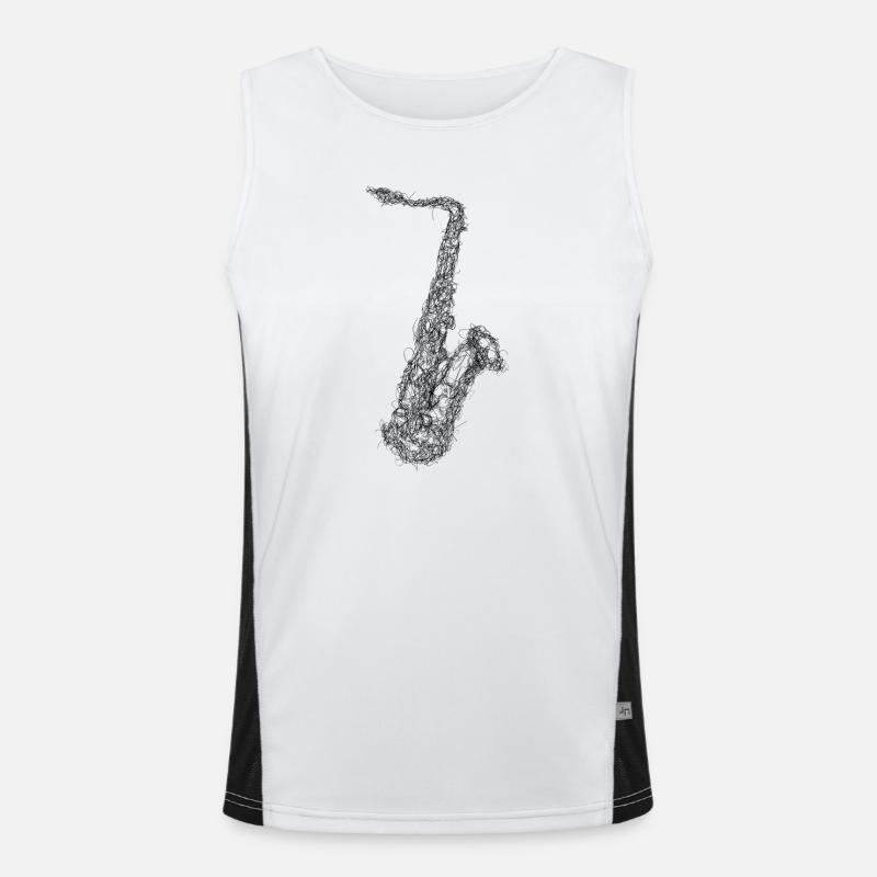 Saxophone Scribble - Men's Functional Contrast Tank Top  - white/black
