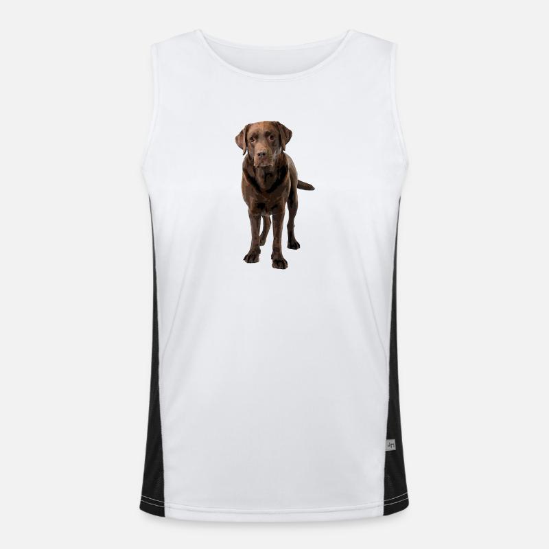 Brauner Labrador Comic Styl Funktionelles Kontrast-Tank Top für Männer 