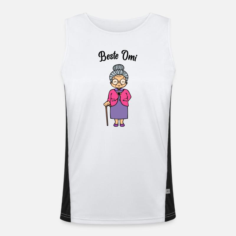 Brille Beste Omi Großmutter Oma Sehschwäche Spruch Funktionelles Kontrast-Tank Top für Männer 