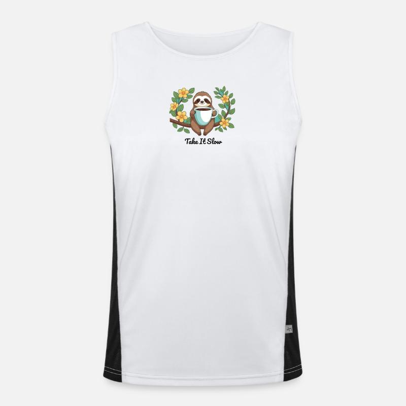 Chilling Sloth - Men's Functional Contrast Tank Top  - white/black