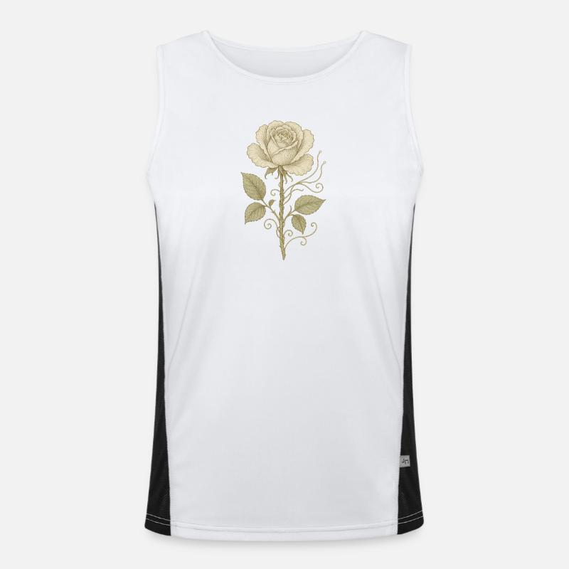 Vintage Rose Bleistift Zeichnung Funktionelles Kontrast-Tank Top für Männer 