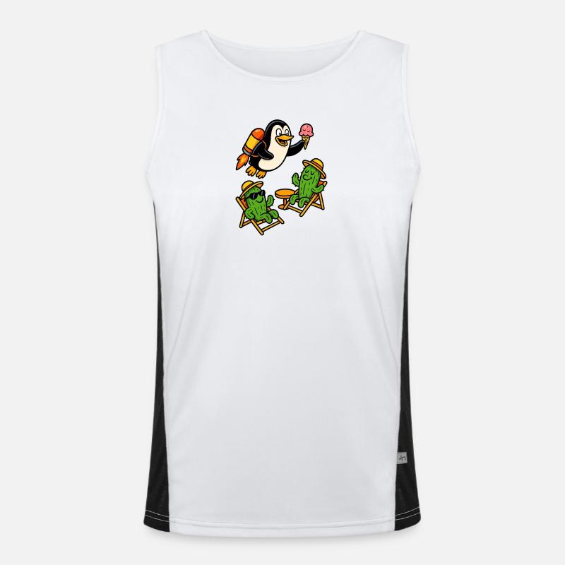 Jetpack Penguin - Men's Functional Contrast Tank Top  - white/black