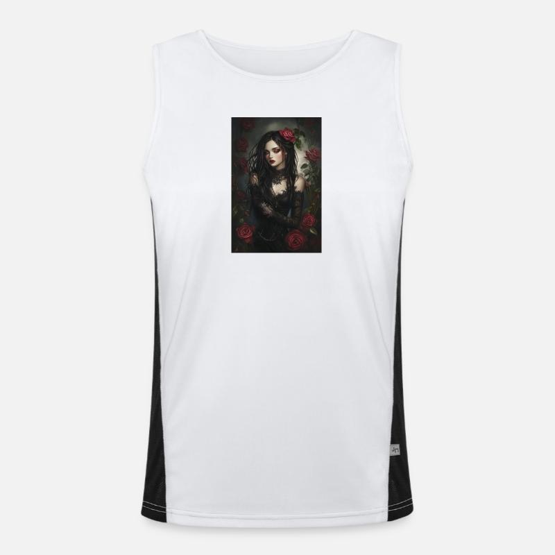 Black elegance with rose accents Men's Functional Contrast Tank Top 