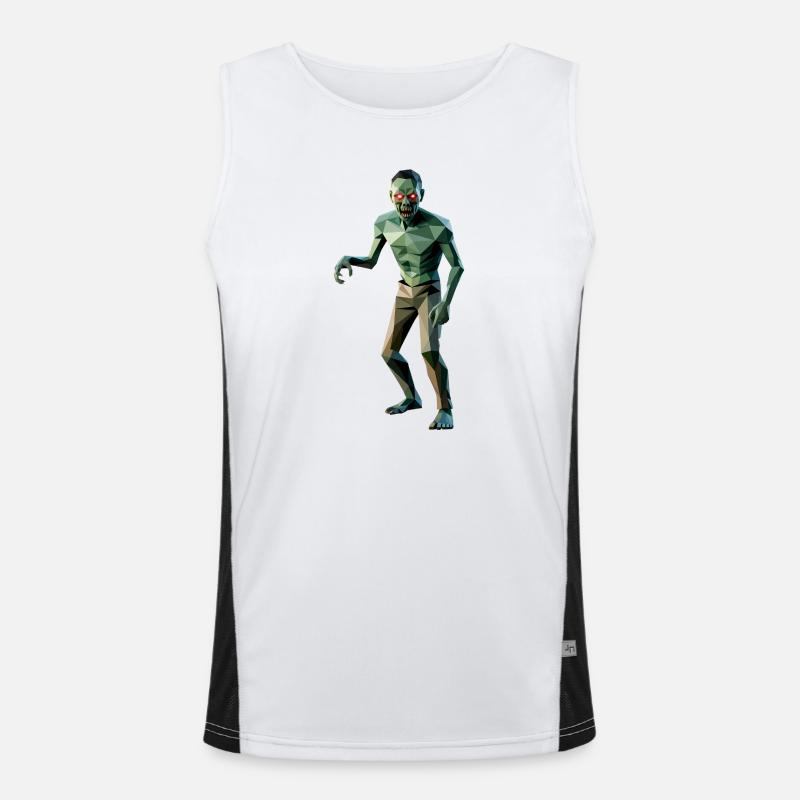 Zombie - Cooles Low-Poly-Logo Funktionelles Kontrast-Tank Top für Männer 