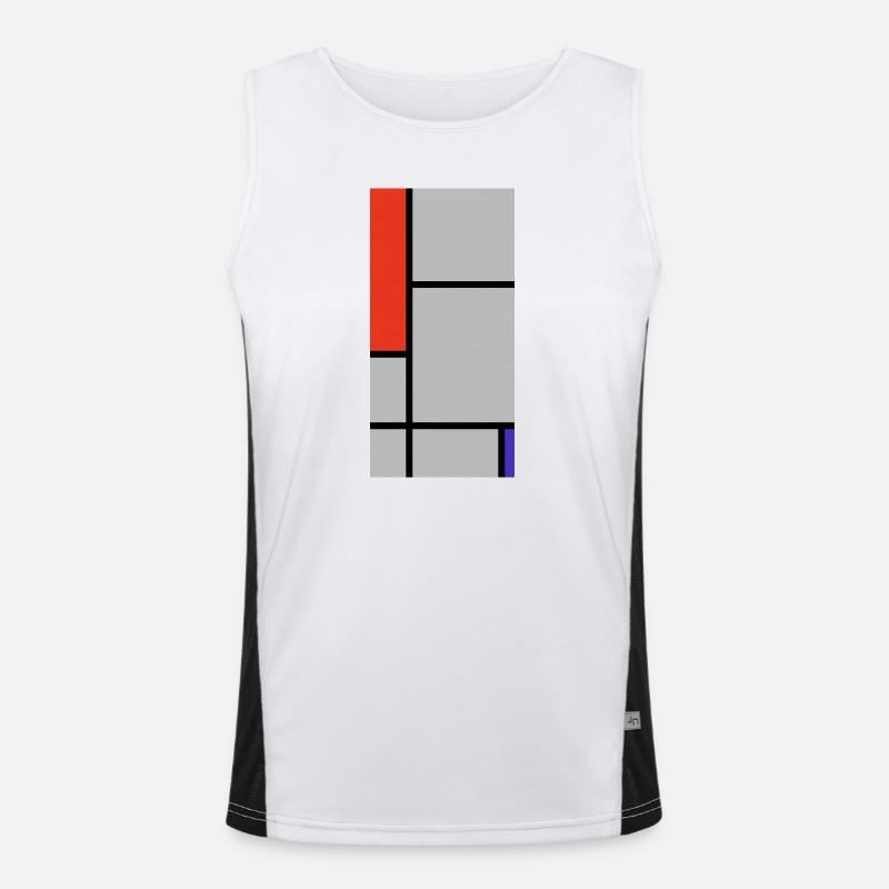 Abstract Geometric Blocks - Men's Functional Contrast Tank Top  - white/black
