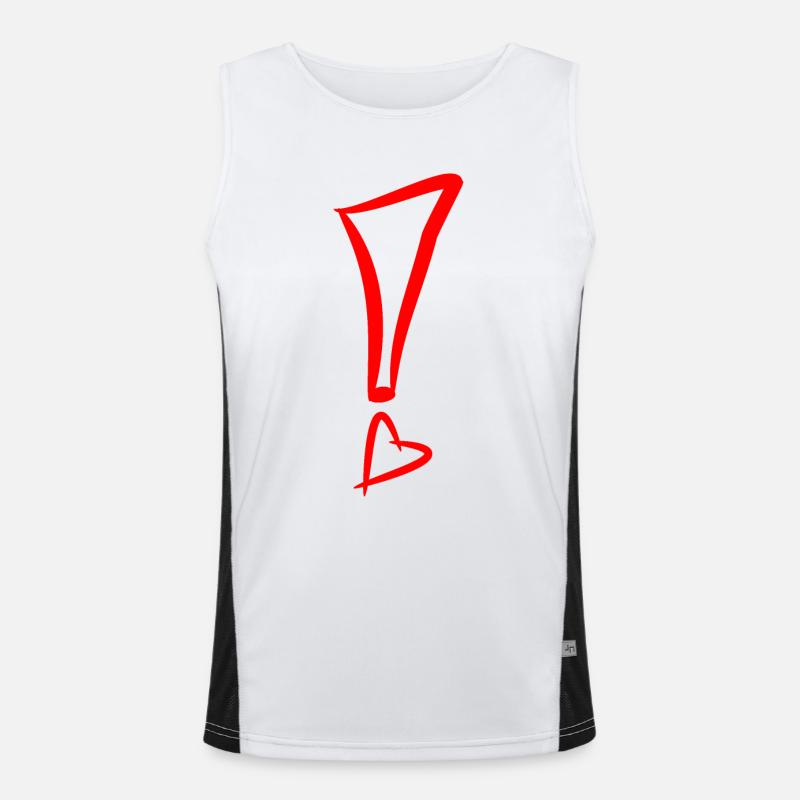 Exclamation mark with heart red Men's Functional Contrast Tank Top 