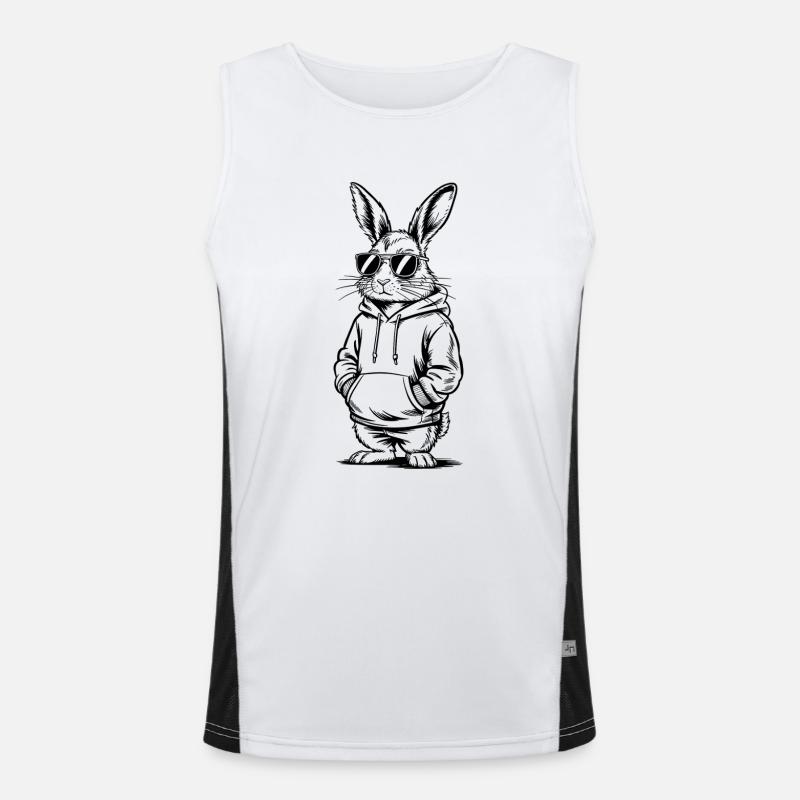 Cool Easter Bunny Bunny Happy Easter Bunny Men's Functional Contrast Tank Top 
