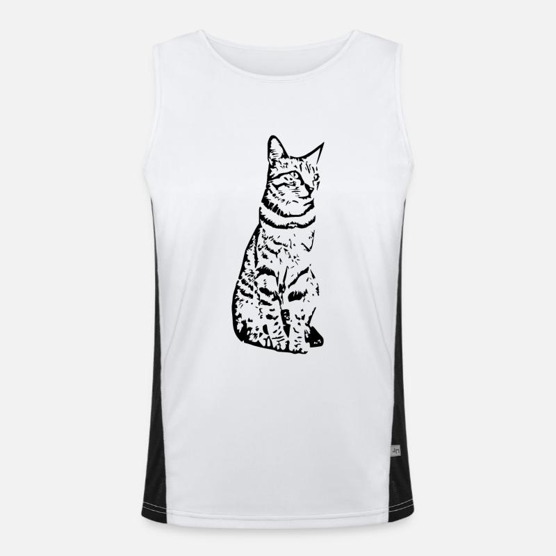 Katze schwarz Funktionelles Kontrast-Tank Top für Männer 
