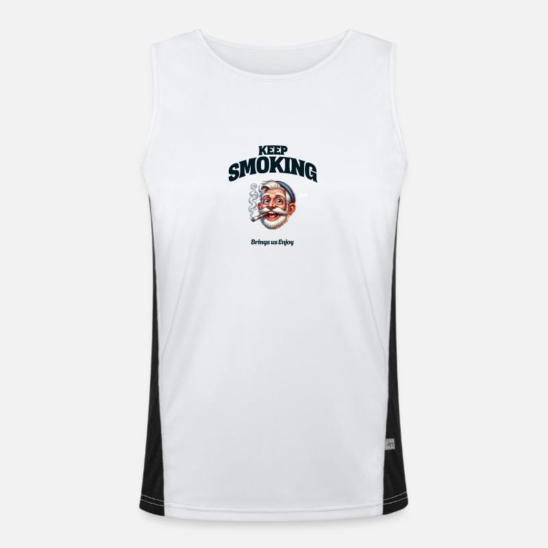 Keep Smoking - Men's Functional Contrast Tank Top  - white/black